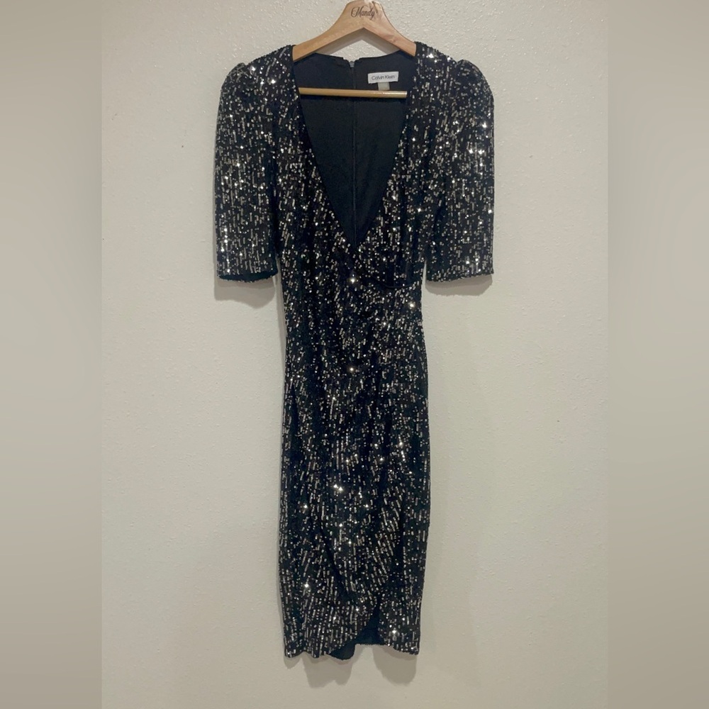 Calvin Klein Black and Silver Sequin Dress